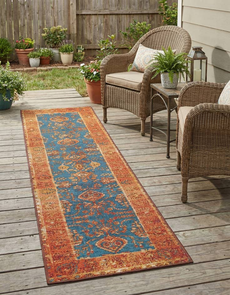 Detail image of 2' x 8'  Washable Traditional Indoor / Outdoor Runner Rug