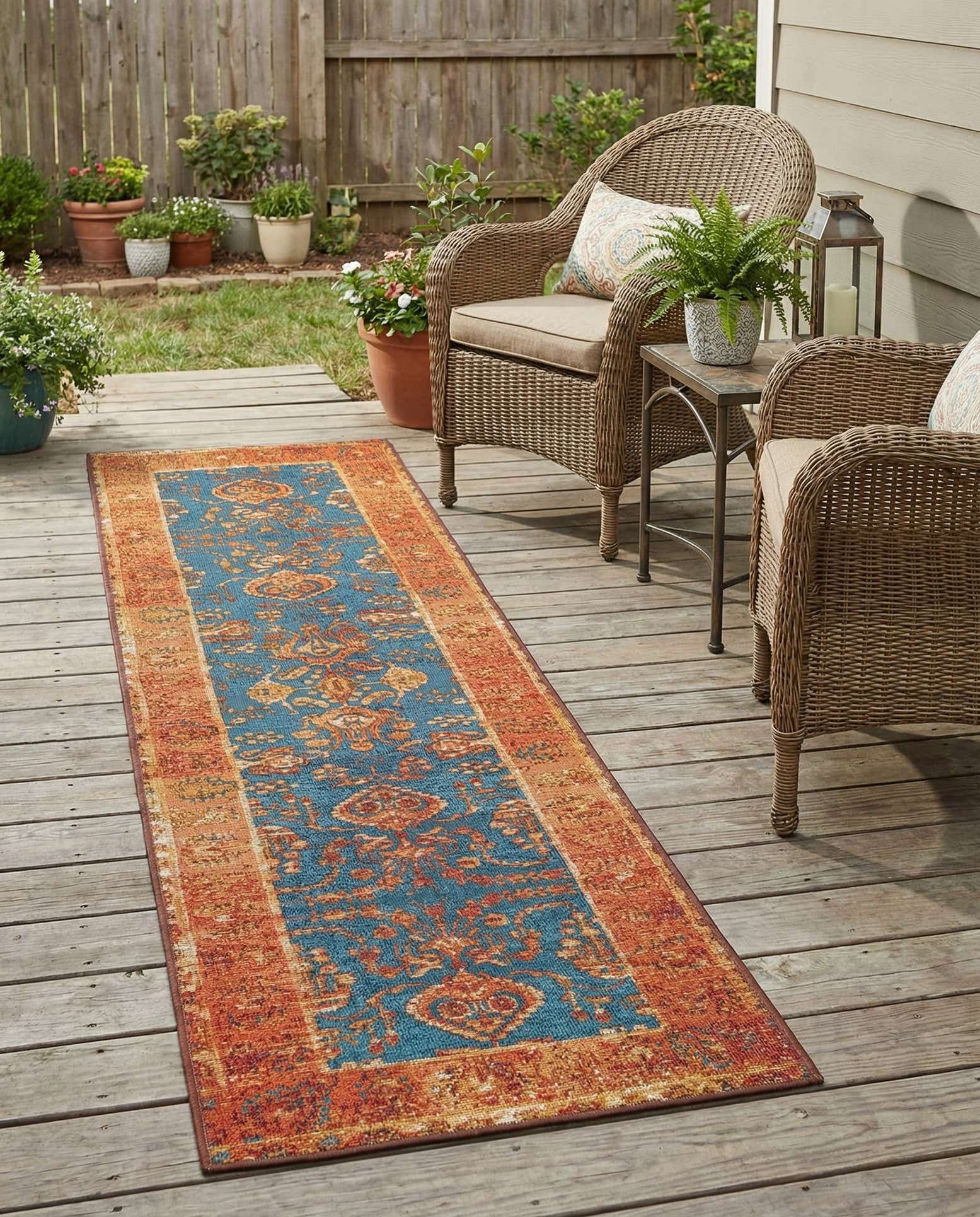 2' x 8' Easy-Clean Traditional Indoor / Outdoor Runner Rug