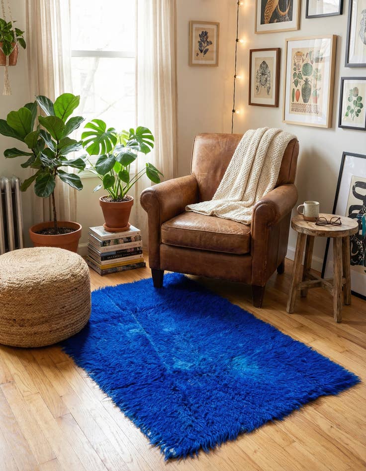 Detail image of 2' 4 x 4' 2  Hand Knotted Moroccan Wool Runner Rug