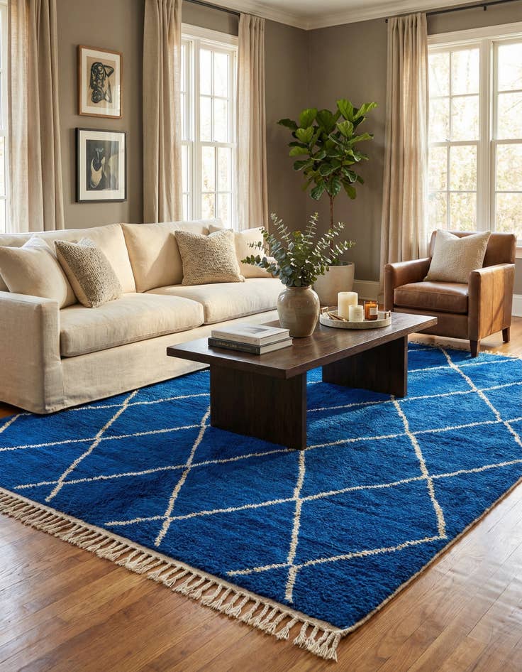 Detail image of 6' 8 x 9' 8  Hand Knotted Moroccan Wool Rug