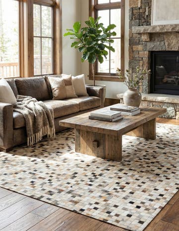 5' 1 x 8' 1 Cowhide Leather Rug