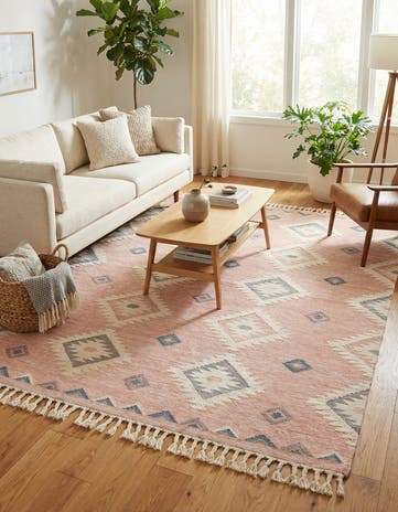 Pink Hand Woven Arizona Wool Rug