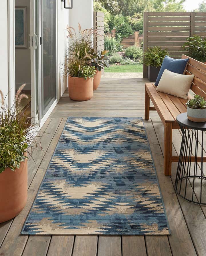 2' 7 x 5' 3 Easy-Clean Modern Indoor / Outdoor Runner Rug