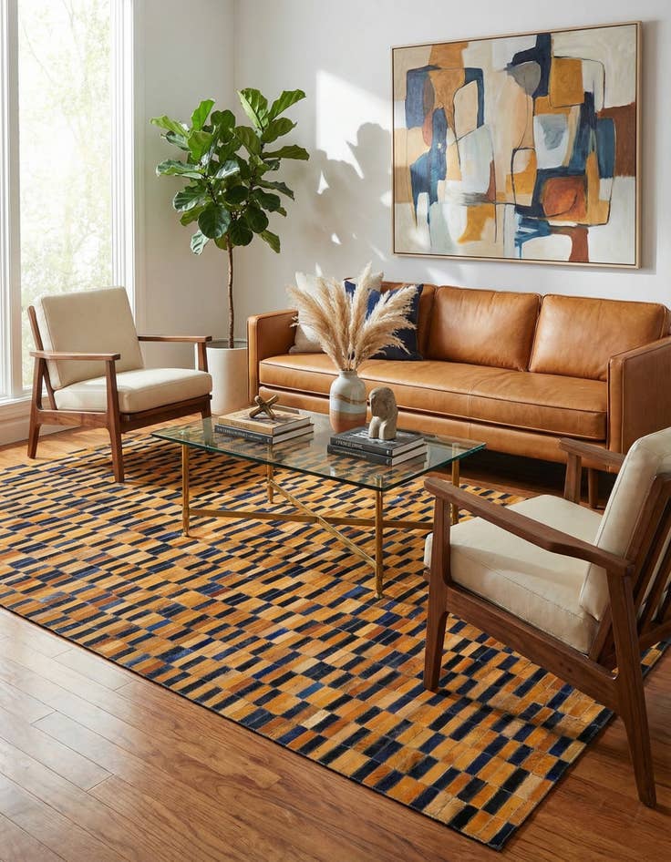 Detail image of  5' 1 x 7' 11 Cowhide - Patchwork Rug