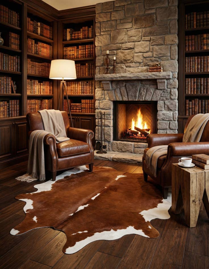 Detail image of 4' 10 x 6' 2 Cowhide Leather Rug