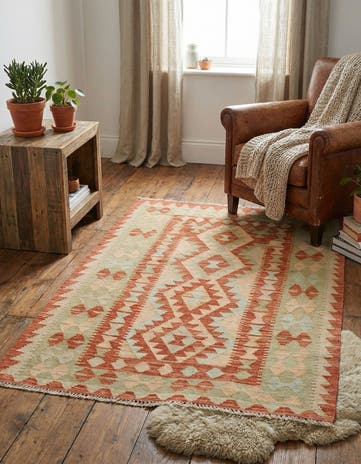 2' 10 x 4' 5 Hand Woven Kilim Waziri Wool Rug