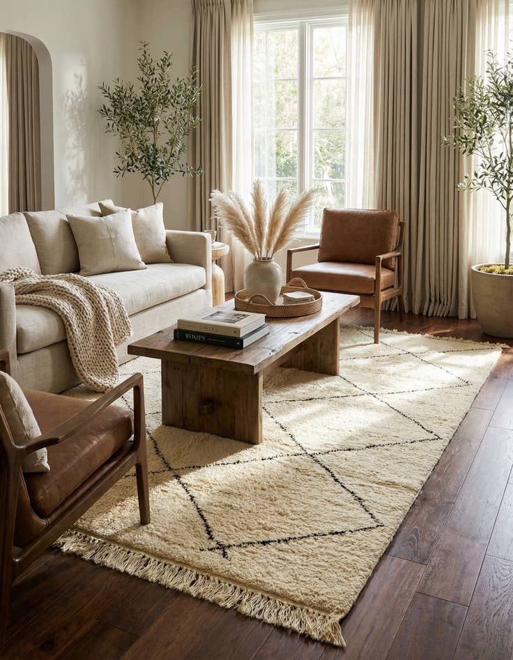 Detail image of 6' 6 x 9' 4  Hand Knotted Moroccan Wool Rug