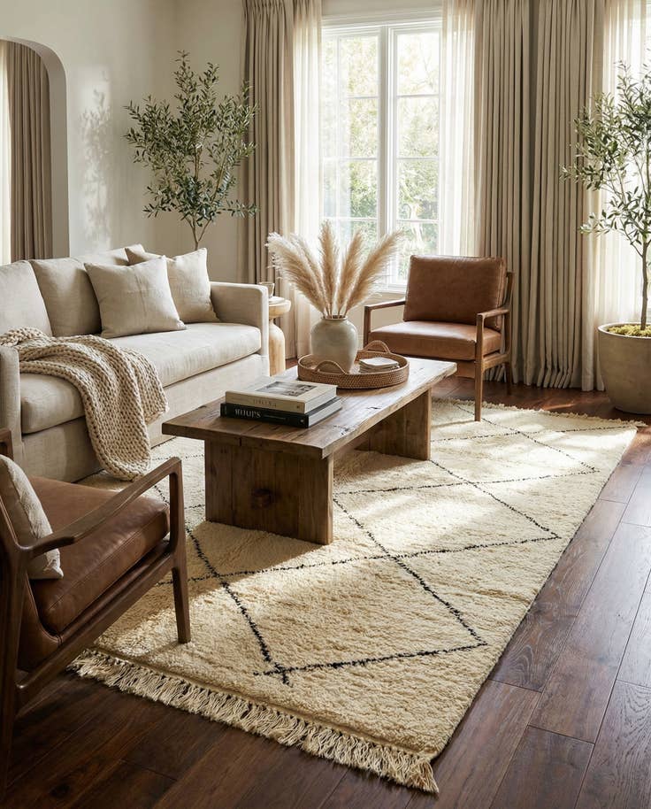 Detail image of 6' 6 x 9' 4 Hand Knotted Moroccan Wool Rug