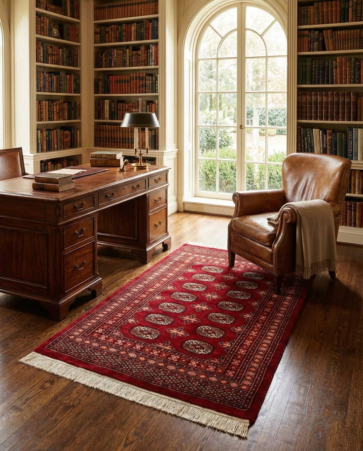 Detail image of 4' 3 x 6' Hand Knotted BokharaTorkaman Persian Wool Rug