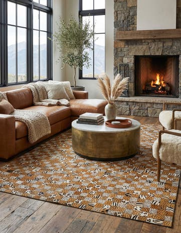 5' 1 x 8' Cowhide Leather Rug