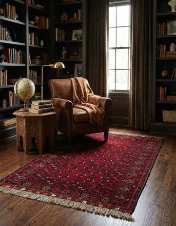 3' 5 x 6' 3 Hand Knotted Afghan Akhche Wool Rug