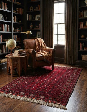 3' 5 x 6' 3 Hand Knotted Afghan Akhche Wool Rug