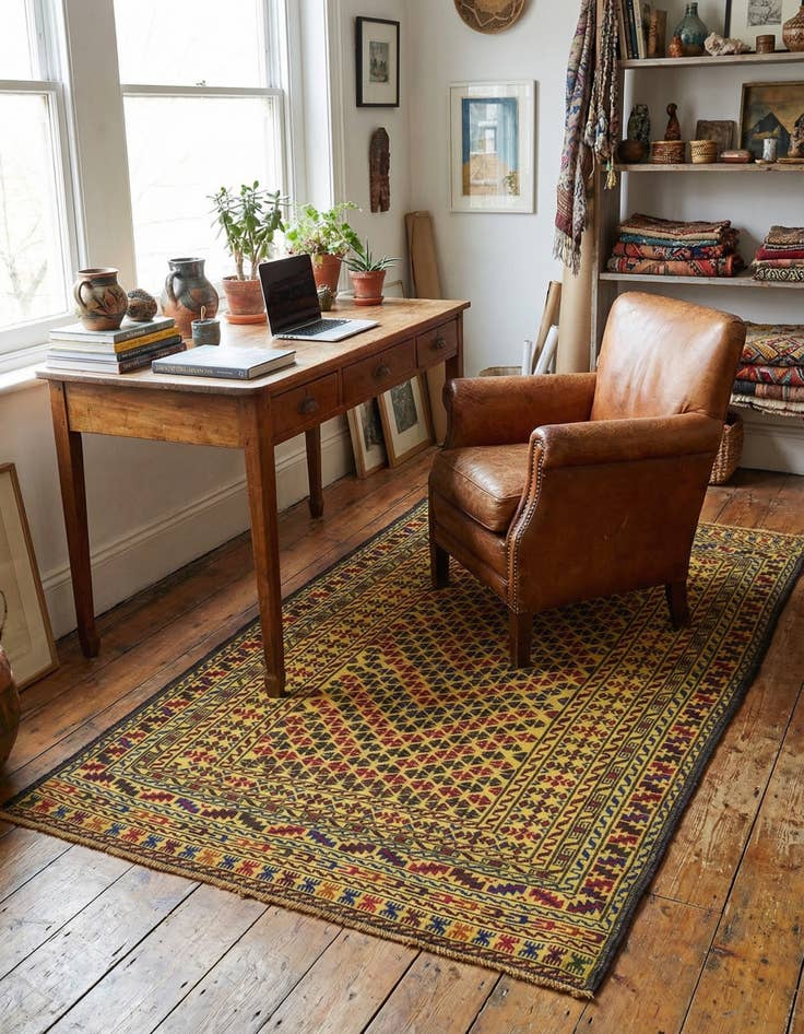 Detail image of 3' 9 x 6' 4  Hand Woven Kilim Afghan Wool Rug