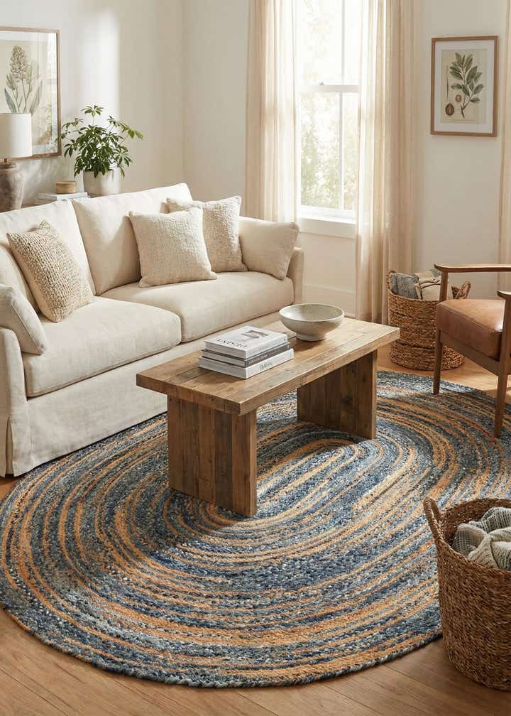 8' x 10' Handmade Braided Chindi Oval Rug