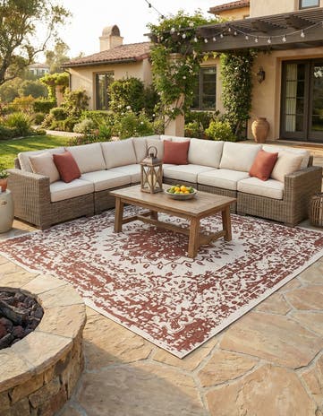 13' x 13' Easy-Clean Traditional Indoor / Outdoor Square Rug