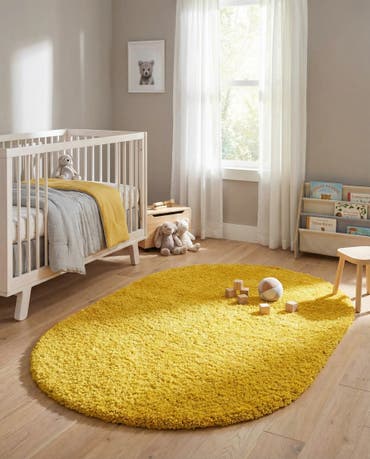  3' x 5' 3 Solid Shag Oval Rug