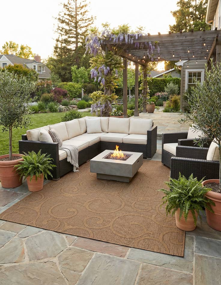 Detail image of 9' x 12' 2  Washable Botanical Indoor / Outdoor Rug