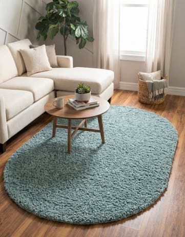5' 3 x 8' Solid Shag Oval Rug