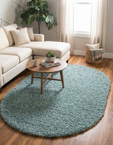 5' 3 x 8' Solid Shag Oval Rug