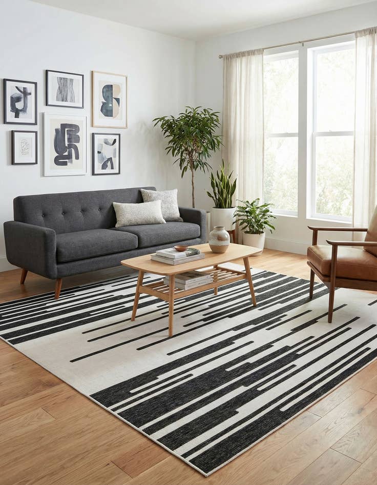 Detail image of 10' x 10'  Washable Modern Indoor / Outdoor Square Rug