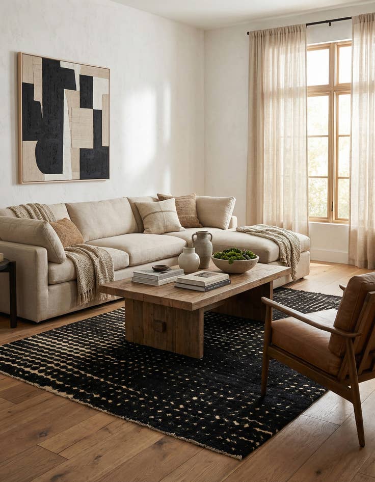 Detail image of 6' 6 x 10'  Hand Knotted Darya Wool Rug