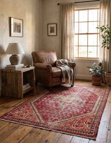 3' 3 x 5' 4 Hand Knotted Ultra Vintage Persian Wool Rug