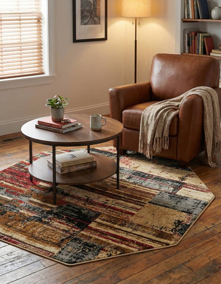 Detail image of 5' 3 x 5' 3 Saturn Octagon Rug