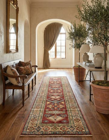 2' 9 x 9' 9 Hand Knotted Kazak Oriental Runner Rug