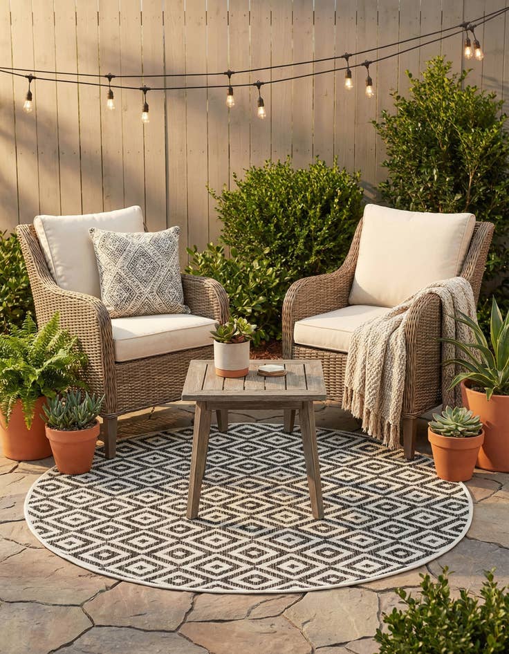 Detail image of 4' x 4'  Washable Jill Zarin Costa Rica Indoor / Outdoor Round Rug