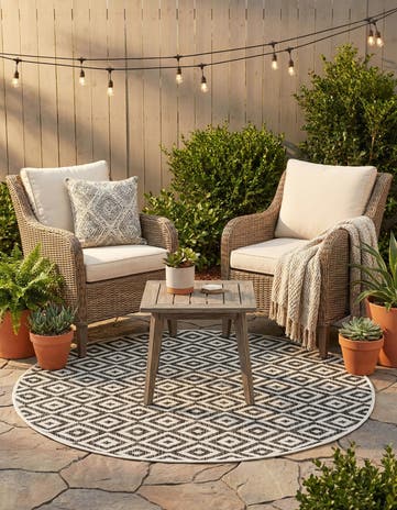 4' x 4' Easy-Clean Jill Zarin Costa Rica Indoor / Outdoor Round Rug