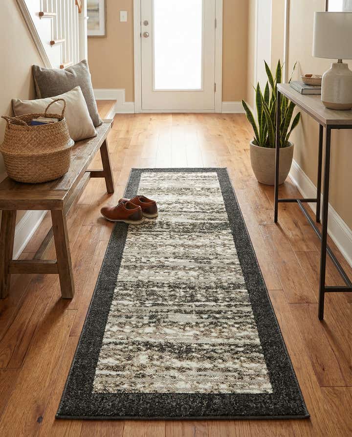 2' x 6' Easy-Clean Border Indoor / Outdoor Runner Rug