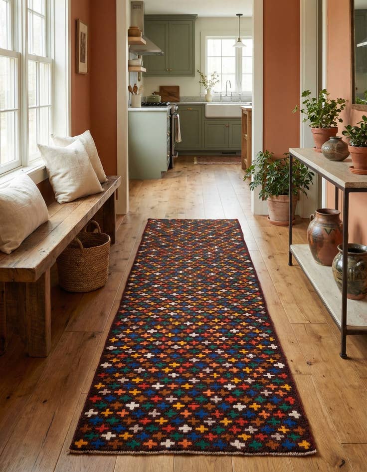 Detail image of 2' 9 x 9' 9  Hand Knotted Balouch Wool Runner Rug