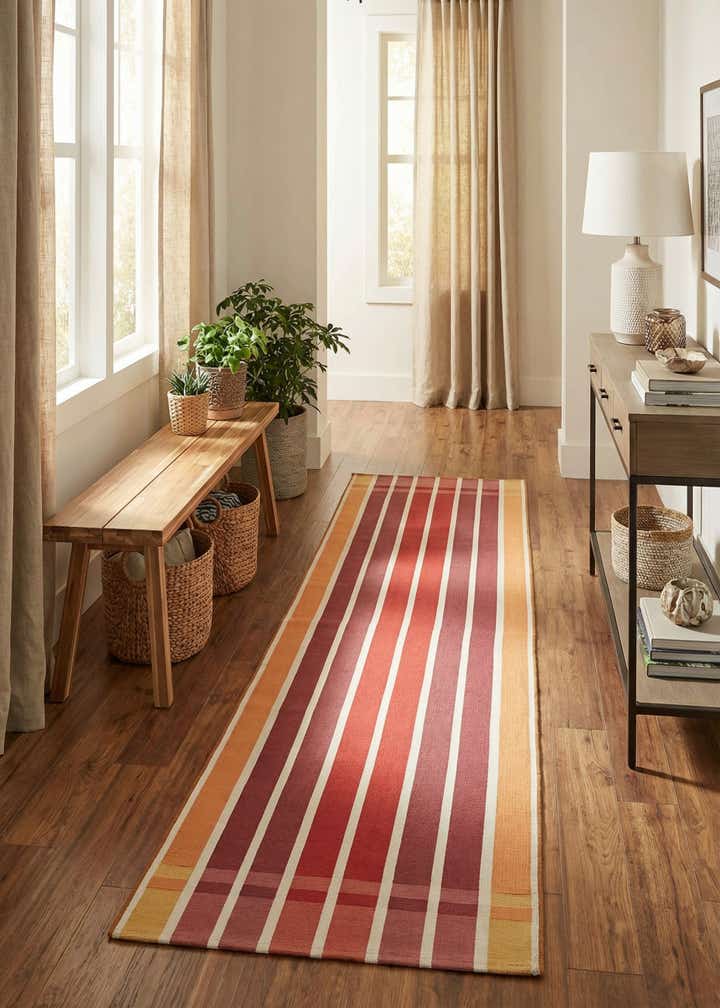 2' 7 x 12' Easy-Clean Striped Indoor / Outdoor Runner Rug