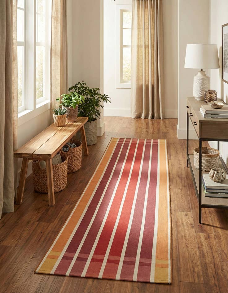 Detail image of 2' 7 x 12'  Washable Striped Indoor / Outdoor Runner Rug