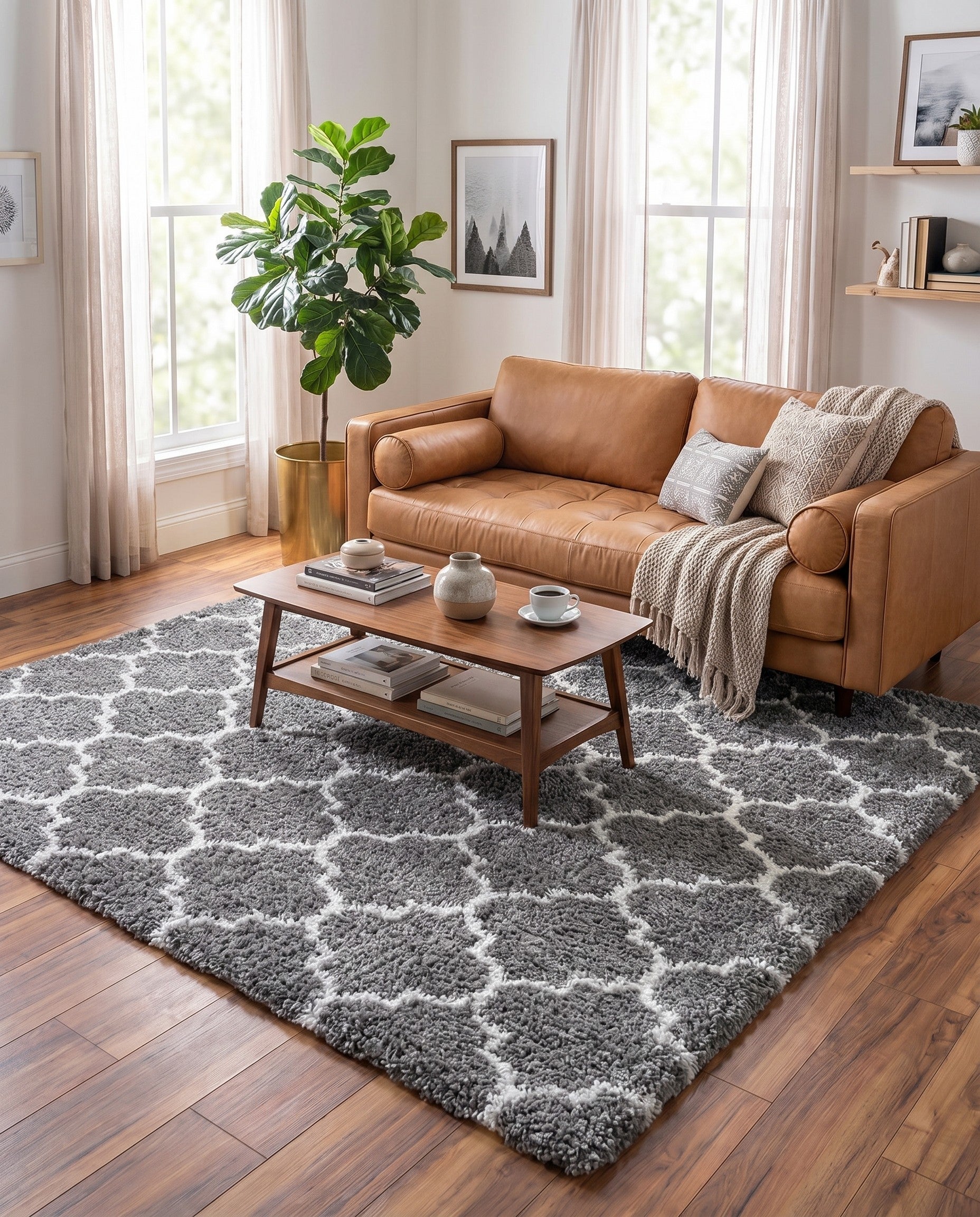 Gray Moroccan Shag Square Rug