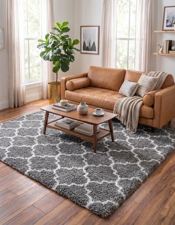 Gray Moroccan Shag Square Rug