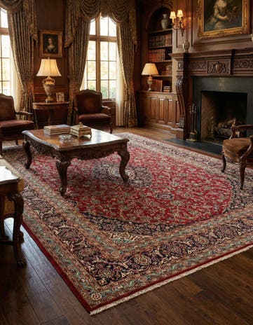 9' 9 x 12' 9 Hand Knotted Mashad Persian Wool Rug