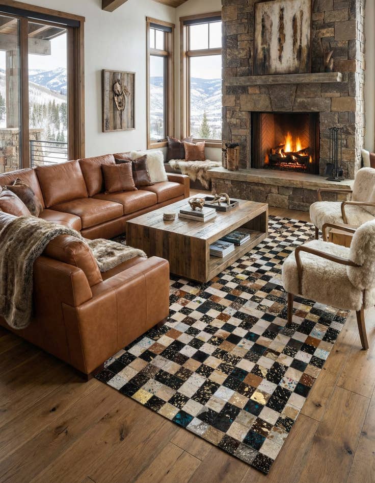 Detail image of 7' 11 x 9' 11 Cowhide - Patchwork Rug