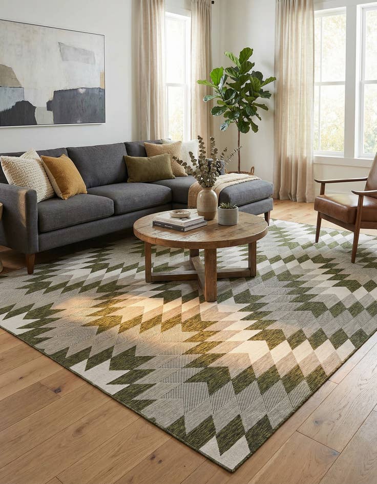 Detail image of  10' x 14'  Washable Modern Indoor / Outdoor Rug