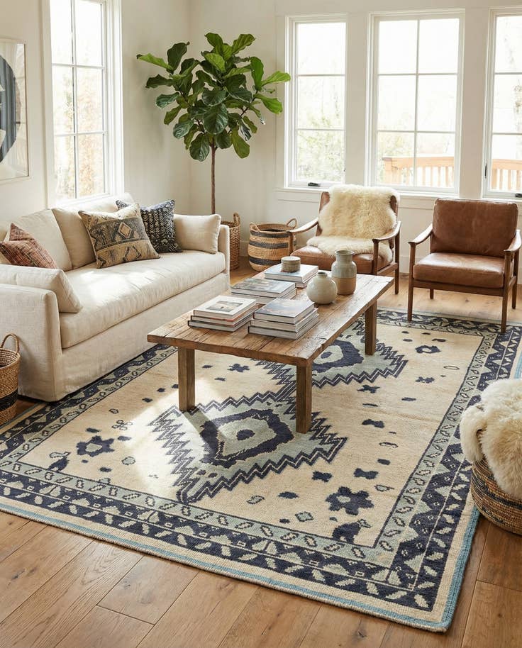 Detail image of 7' 9 x 10' 3 Hand Knotted Moroccan Wool Rug