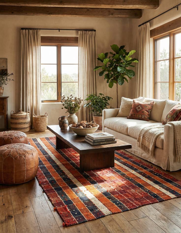 Detail image of  4' 6 x 7' 10 Jajim Wool Rug