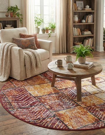 Rust Red Valencia Round Rug