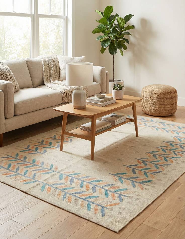 Detail image of 5' 1 x 6' 5  Hand Woven Kilim Modern Wool Rug