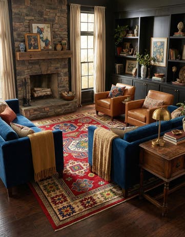 6' 7 x 9' 8 Hand Knotted Kazak Rug