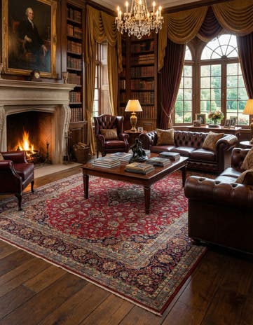 9' 7 x 13' 1 Hand Knotted Kashan Persian Wool Rug