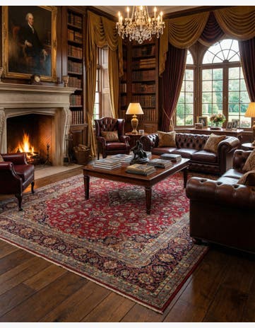 9' 7 x 13' 1 Hand Knotted Kashan Persian Wool Rug