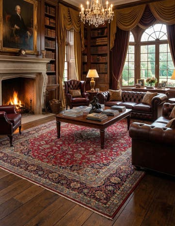 9' 7 x 13' 1 Hand Knotted Kashan Persian Wool Rug
