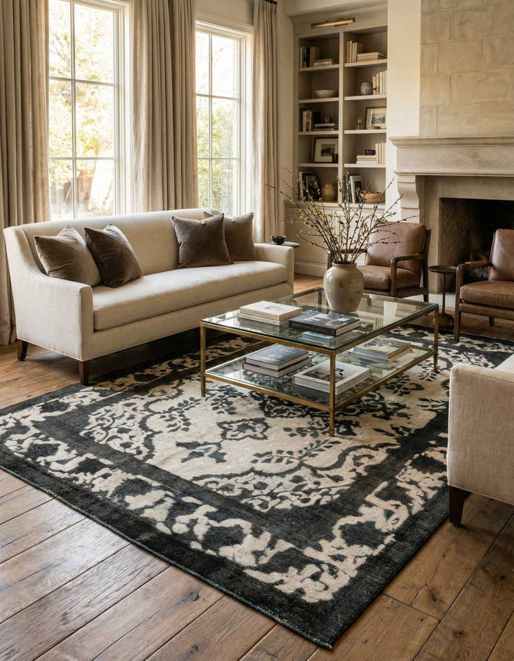 Detail image of 7' 9 x 11'  Hand Knotted Ultra Vintage Persian Wool Rug