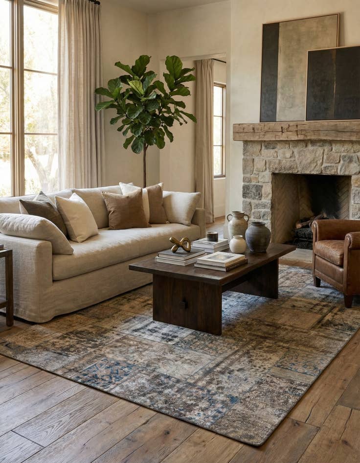 Detail image of 6' 8 x 9' 10  Hand Knotted Ultra Vintage Persian Wool Rug