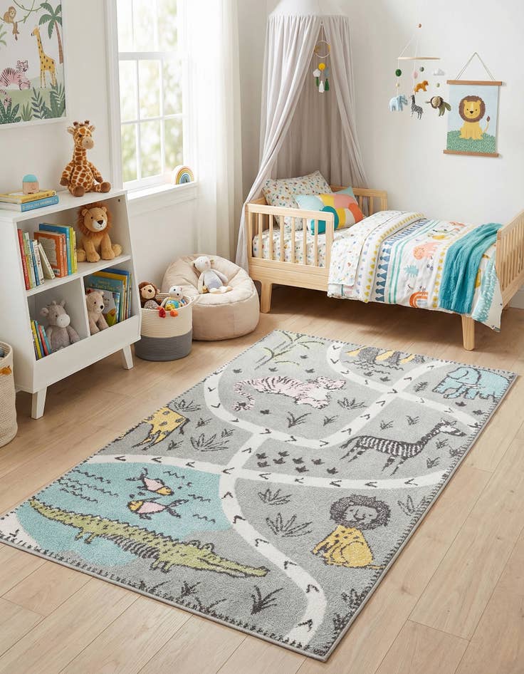 Detail image of 3' 3 x 5' 3 Animals Whimsy Kids Rug